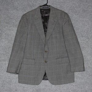 Chaps Ralph Lauren Mens Blazer Jacket Gray Plaid Wool Two Button Sport Coat